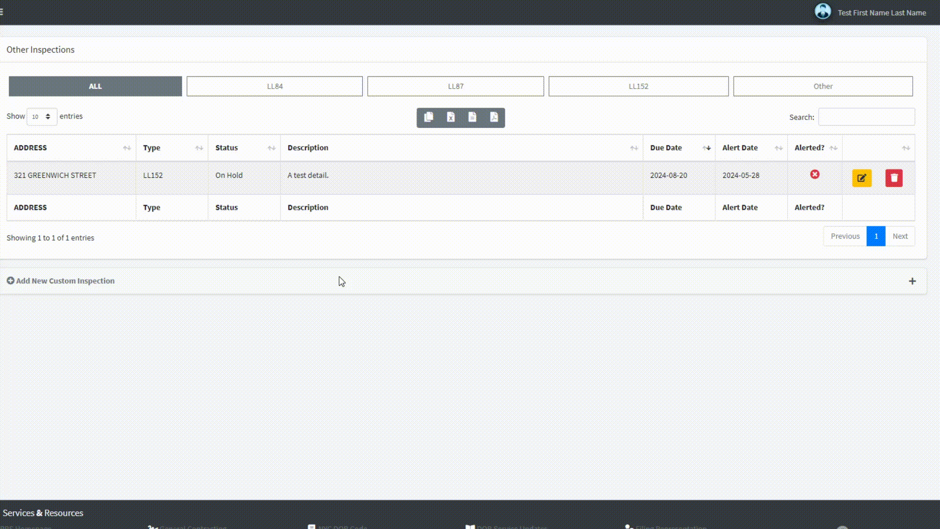 Custom inspection animation
